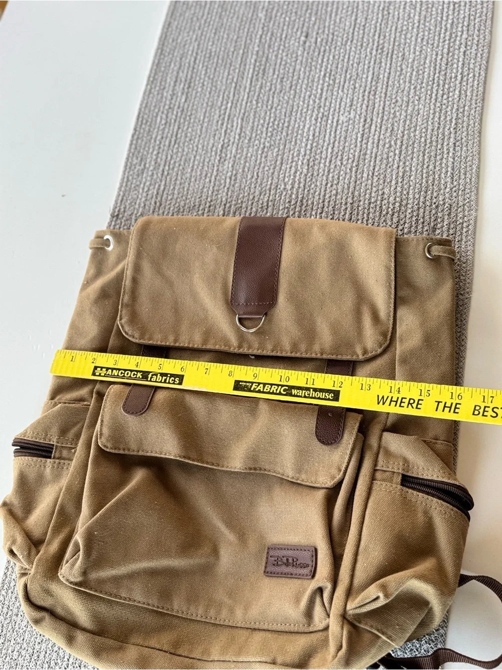 Bella Russo Tan Brown Nylon Drawstring Backpack